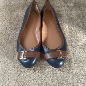 Blue/tan flats